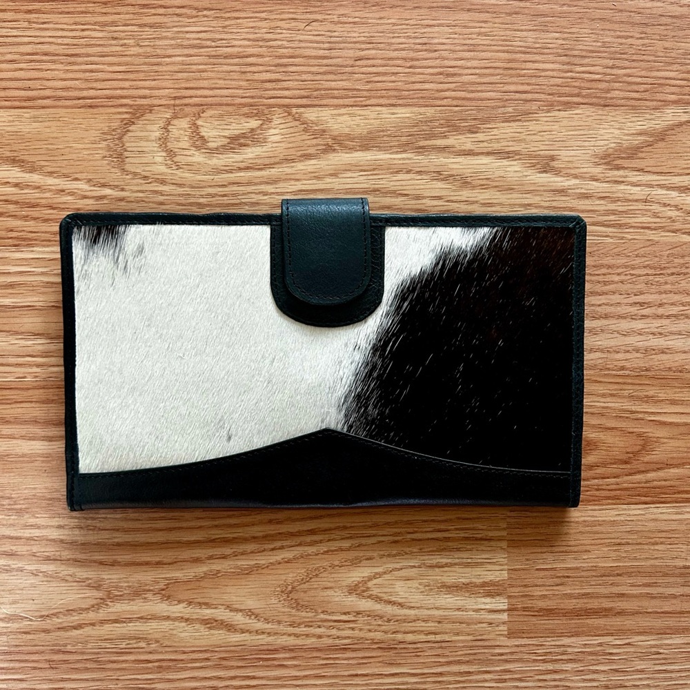 NEW Handmade Black & White Cowhide Leather Wallet